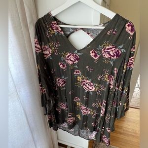 LUSH flowy green and floral dress size XS